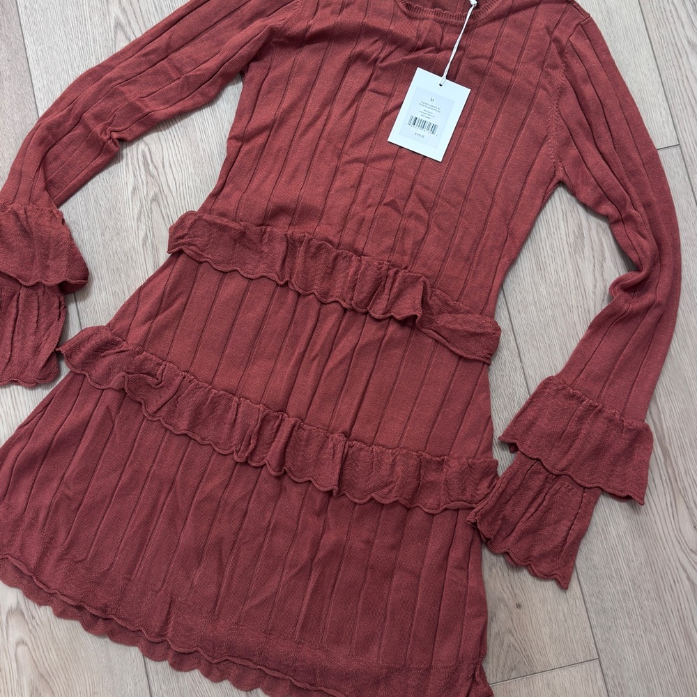 BP Ribbed Knit Dress in Rust